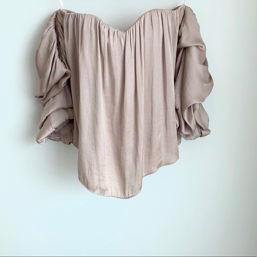 Leith Off Shoulder Silky Blouse with Corset